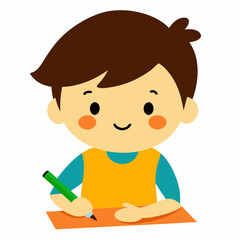 Kid Drawing Vector Illustration
