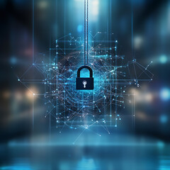 Securing digital assets cybersecurity event virtual space infographic futuristic close-up data protection concept