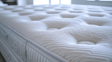 Fototapeta premium Close-up of a Comfortable Mattress Ready for a Good Night Sleep