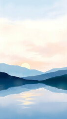 Obraz premium Cosmic abstract landscape radiates spiritual calm and dreamy stillness through soft gradients. 