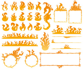 火と炎のイラストセット