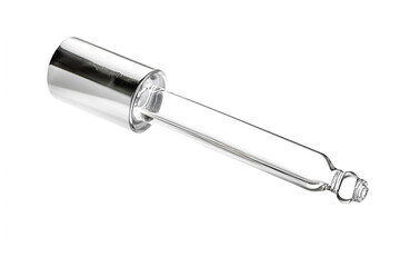 Elegant glass dropper clean and shiny silver cap perfect for skincare beauty products