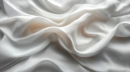 Obraz premium Abstract White Fabric Silk Cloth With Wavy Texture Surface And Soft Lighting
