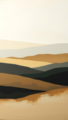 Fototapeta premium Minimalist abstract landscape painting evokes soulful, emotional calm through soft textures and desaturated hues. 