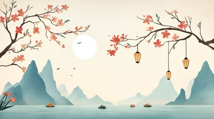 Lunar New Year Moonlit Lake Blossoms