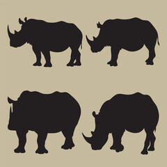 Rhinoceros Silhouettes Vector Illustration.