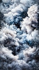 Abstract Swirling Ink in Shades of Grey and Blue