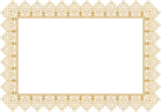 Vector illustration for frame, rectangular shape, gold color. Suitable for use in decorations, calligraphy, frames. usability with the text input area in the center