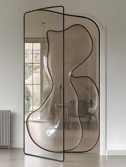 Artistic Room Divider Featuring Fluid Glass Shapes in a Modern Home