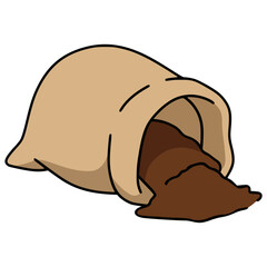 coffee powder in a sack drink beverage flat color vector illustration template design