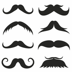 Stylish Black Mustache Vector Collection.