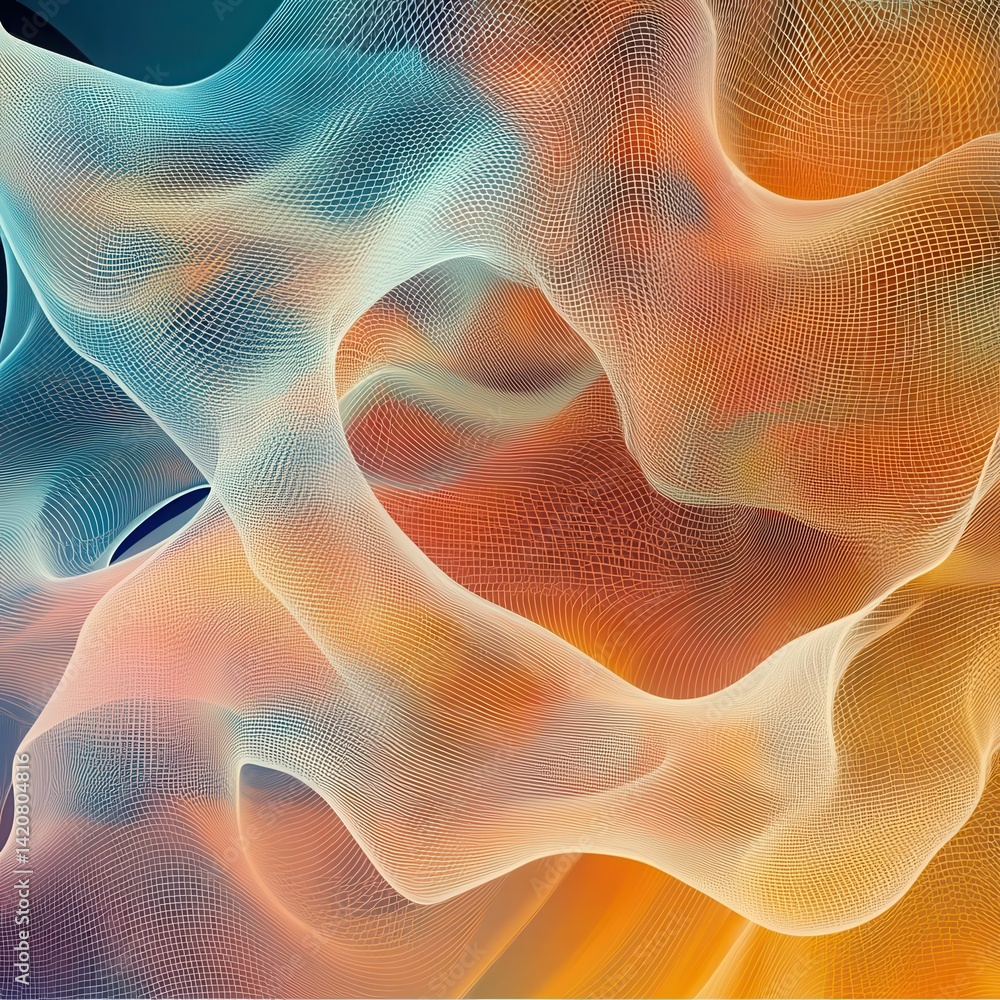 Aufkleber abstract background with a flowing and distorted mesh pattern.