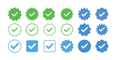 Verified badge profile set. Social media account verification icons . Instagram verified badge. Social media account verification icons. vector illustration eps 10.