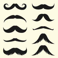 Stylish Black Mustache Vector Collection.