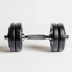 Black dumbbell on white background (5)
