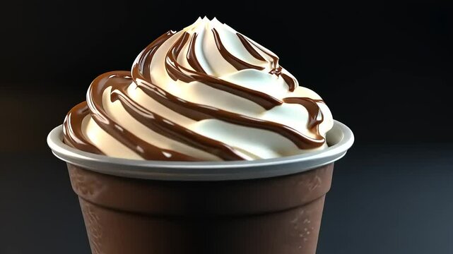 Chocolate frappe topped with whipped cream and chocolate syrup.