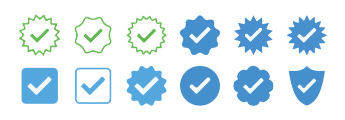 Verified badge profile set. Social media account verification icons . Instagram verified badge. Social media account verification icons. vector illustration eps 10.