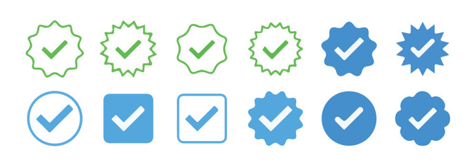 Verified badge profile set. Social media account verification icons . Instagram verified badge. Social media account verification icons. vector illustration eps 10.