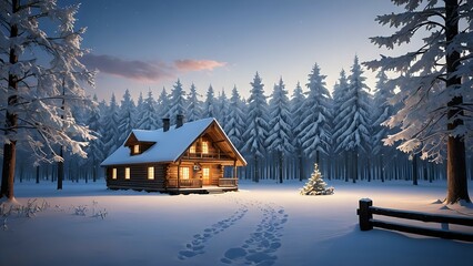 Fototapeta premium winter landscape with church