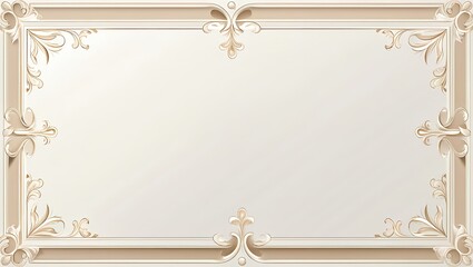 Obraz premium AI Generative. Elegant white background with luxurious beige ornamental borders. Simple beige flourishes in all four corners and along the top and bottom, with a vintage style. 18