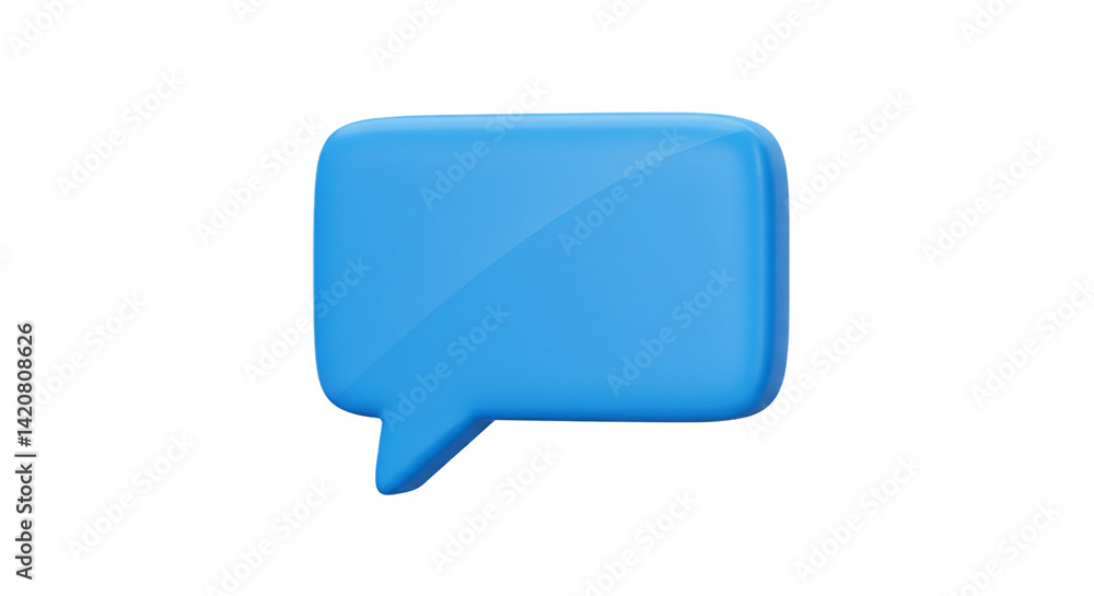 Poster a light blue speech bubble with a glossy finish isolated on a black background in a digital renderin