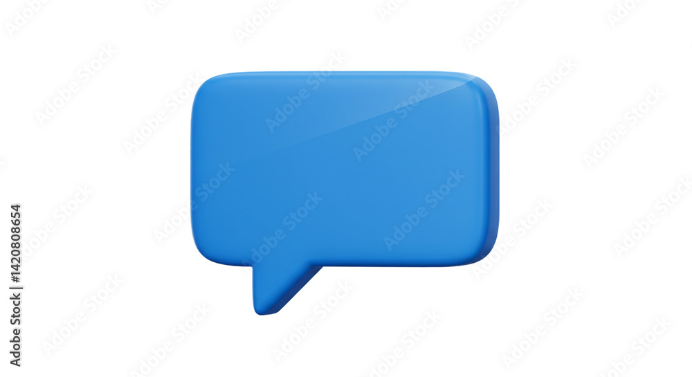 Poster a single blue speech bubble with a glossy surface isolated on a black background in a studio shot