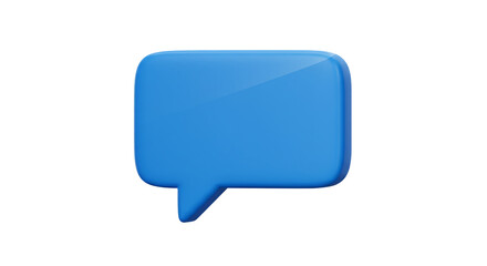 Single 3D blue speech bubble chat icon isolated on white background, perfect for messaging apps, communication tools, social media interfaces, and user interface conversation elements