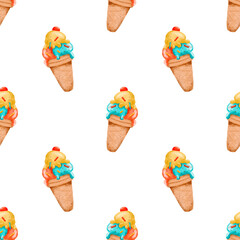 A Colorful and Cheerful Pattern of Ice Cream Cones Ideal for Fun and Playful Designs