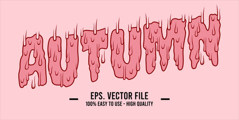typography AUTUMN word art illustration, editable text effect, eps file format	