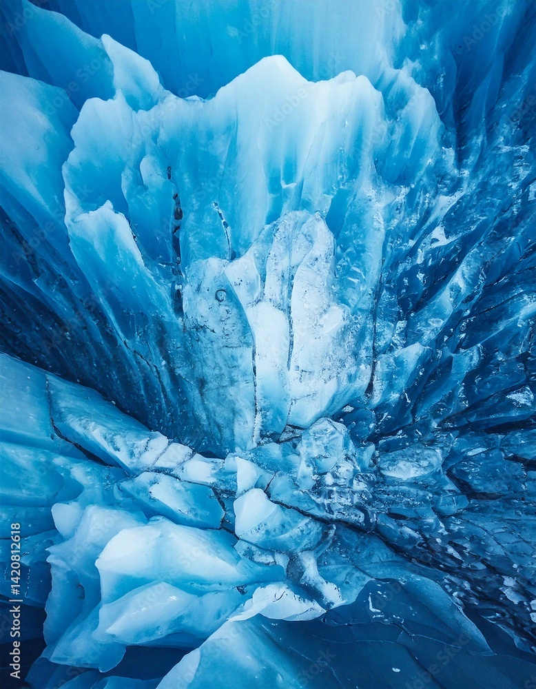 Aufkleber a cool-toned abstract background featuring the crystalline structures and patterns found in glacial 