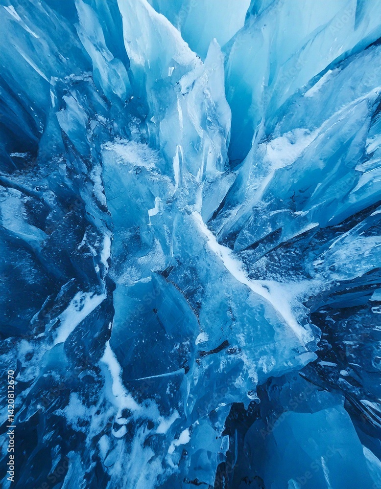 Aufkleber a cool-toned abstract background featuring the crystalline structures and patterns found in glacial 