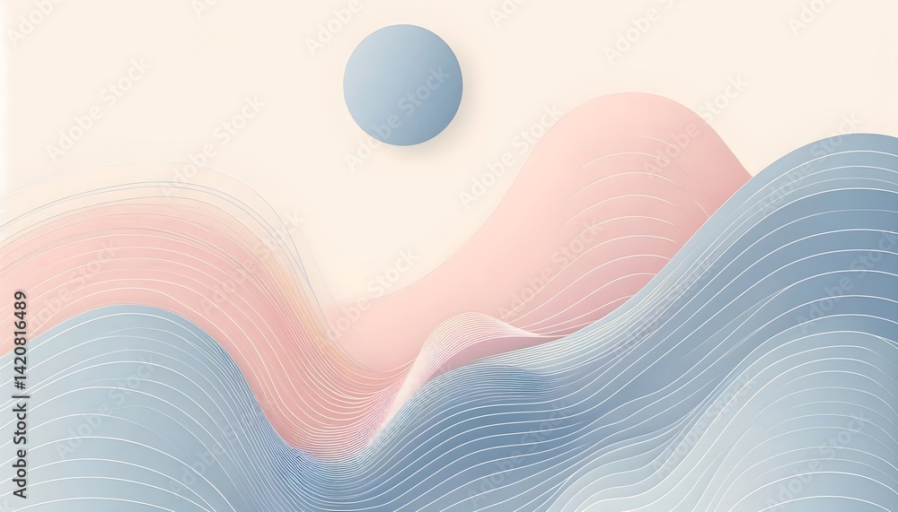 Poster abstract aesthetic wallpaper with wavy pastel shapes and soft gradients creating a minimal design an