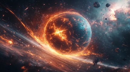 magnetosphere shield surrounding planetary sphere, solar particle collision, luminous magnetic field geometry, plasma turbulence, cosmic radiation waves, electromagnetic energy flow, space weather