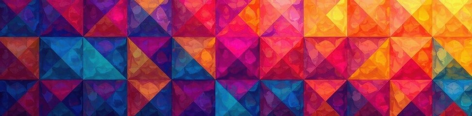 Naklejka premium Geometric mosaic, vibrant color blocks in a kaleidoscope arrangement , modern, mosaic background