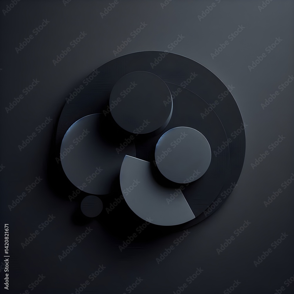 Poster abstract minimalist wallpaper featuring black geometric elements on a matte deep background with sof