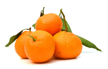 Ripe mandarin citrus isolated tangerine mandarine orange on white background. 