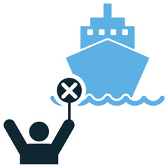 Embargo icon vector for trade ban, restricted goods, and international blockade. Ideal for global policy, export import control, and economic restriction illustration.