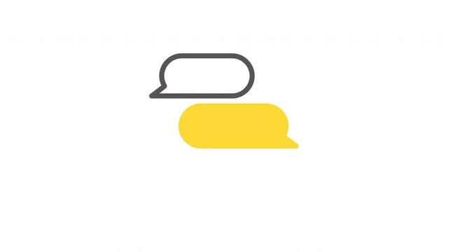 Speech balloon icon with three grey and yellow speech bubbles for communication design. Suitable for marketing, social media, and presentations