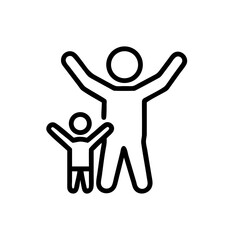 Clean and simple line drawing of a child with raised arms