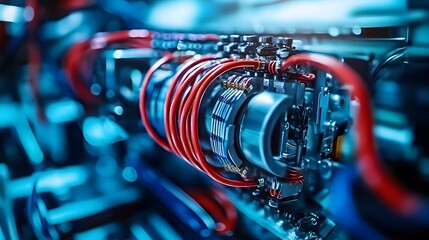 Automotive electronic wiring and control system close-up&mdash;ideal for showcasing advanced vehicle technology, engineering precision, and smart mobility solutions
