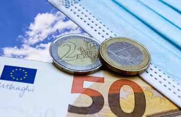 Euro money close-up. National currency of the European Union	
