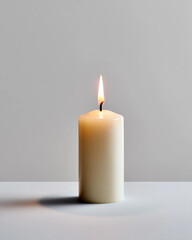A candle is lit and is sitting on a table