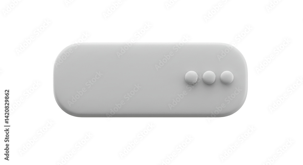 Poster 3d grey rounded toggle with triple dots icon isolated on white background, suitable for more options