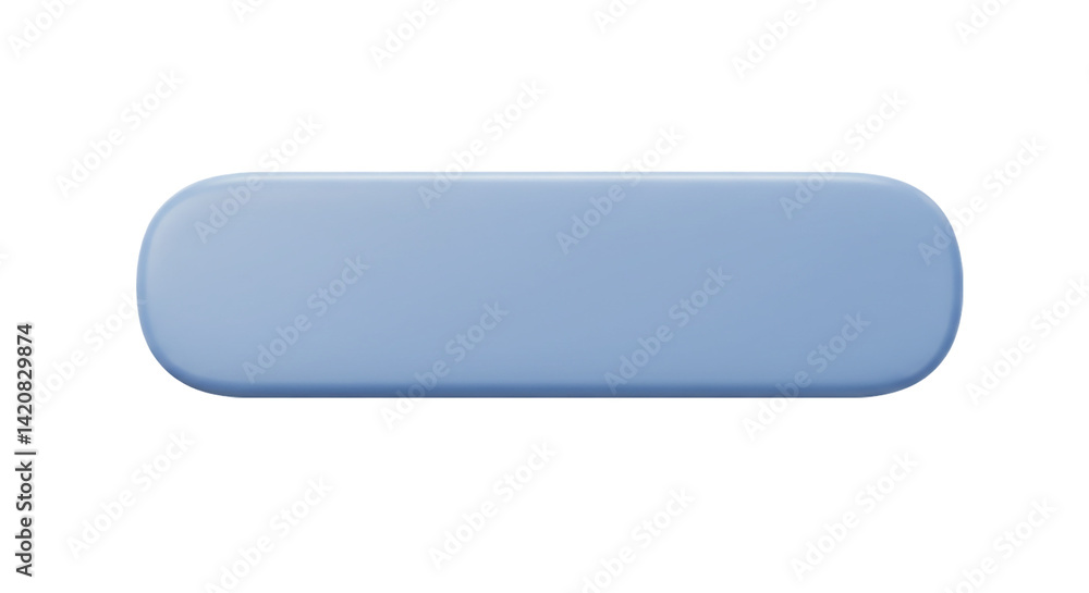 Poster soft blue rounded rectangular button in 3d style isolated on white background, perfect for website m