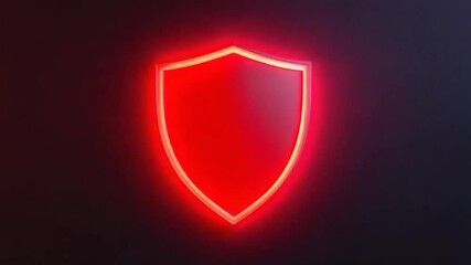 A glowing red shield symbol on a dark background, representing protection and security.