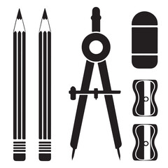 pen pencil marker paintbrush black vector silhouettes, icon