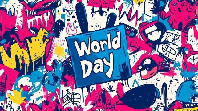 Colorful graffiti artwork celebrating and promoting world day