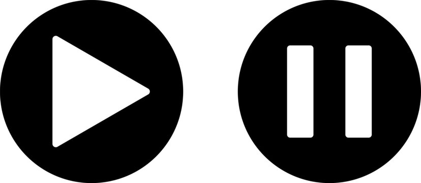 Play and pause button icon set. music start sign.  Music player buttons. play button icons symbol. audio player button 
