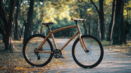 Fototapeta premium Bamboo Bike Park Path Autumn Ride.