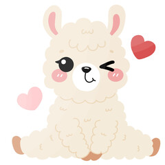 Fototapeta premium Cute Funny Llama, Alpaca, cute alpaca